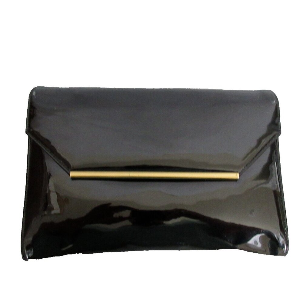 Crossbody Purse Black Faux Patent Leather Envelope Flap Clutch Bag Magnetic Snap